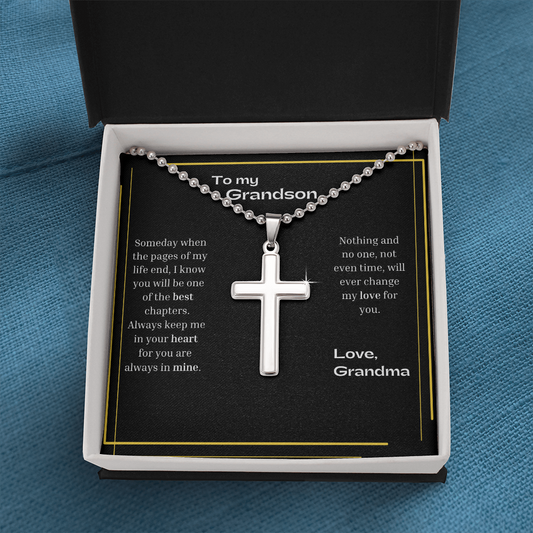 Cross Necklace | To my Grandson | Pages Of My Life Black