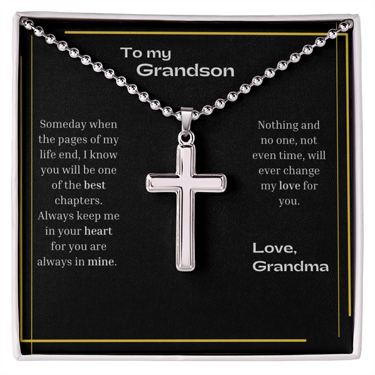 Cross Necklace | To my Grandson | Pages Of My Life Black