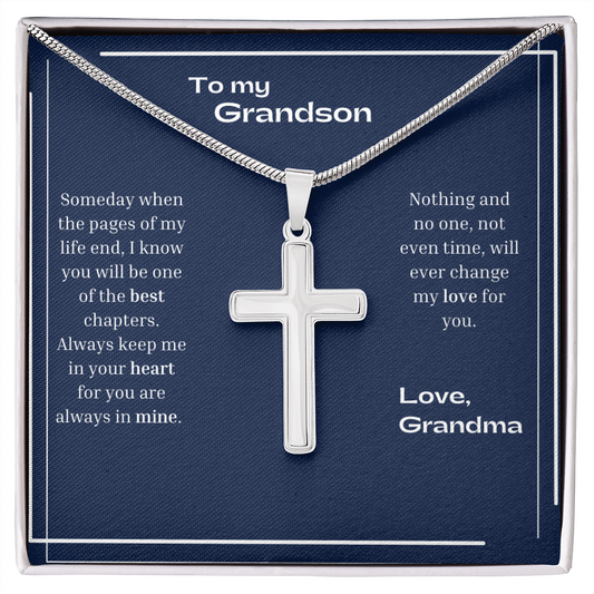Cross Necklace | To my Grandson | Pages Of My Life Navy